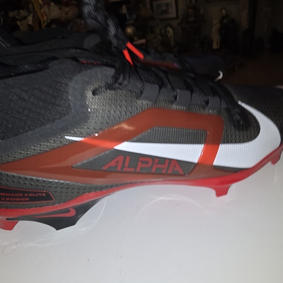 NEW! Nike Alpha Menace Pro 3 Black Red Football Cleats Men's Size 13 - Picture 2 of 8